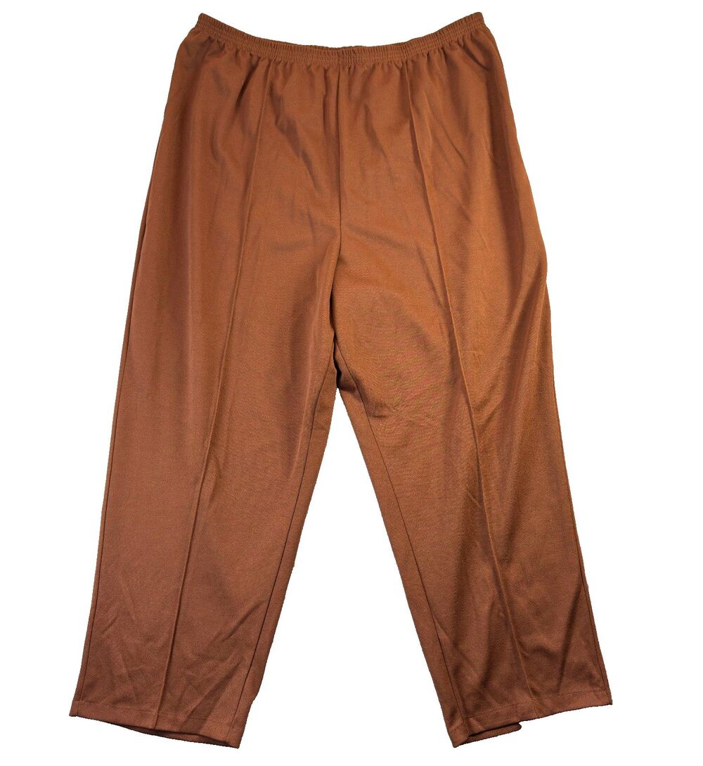 Roaman's Pants Womens 36x29 Brown Stretch Elastic Waist Work Career Office Comfy